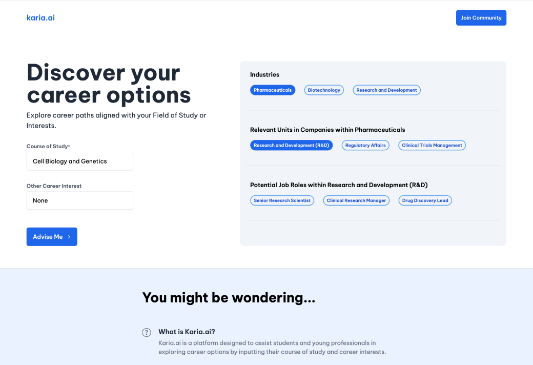 Karia: AI Student Career Advisor